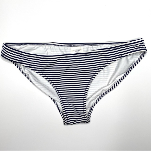 Lands’ End Navy White Striped Ruffled Bikini Set - Picture 7 of 16